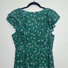 Roller Rabbit Dress Cerro Ondike Mini Green Pink Floral Womens Size Large