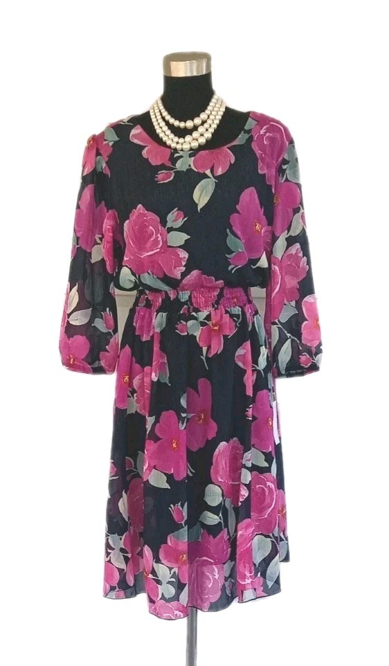 Alexa B Nites Midi Dress 12 Black Pink Green Blue Yellow Red Fit Flare Belted L