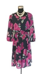 Alexa B Nites Midi Dress 12 Black Pink Green Blue Yellow Red Fit Flare Belted L