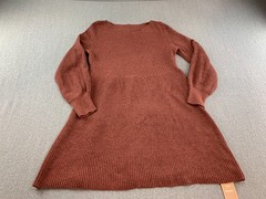 Shein Frenchy Balloon Sleeve Sweater Dress Womens Size L Rusty Orange Aline Soft