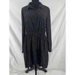 Xhilaration Black Geometric Triangle Print Shirt Dress Cutout Back XXL