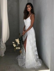 Womens Lace Sleeveless Backless Wedding Party Cocktail Prom Maxi Dress Ball Gown
