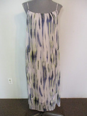 DKNY FAB! Tie Dye Crinkle Chiffon Lined Slip Tank Maxi Dress Size Small
