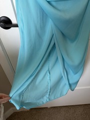 Do+Be Blue One Shoulder Ruched Draped Knee Length Bodycon Dress S Zip