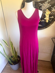 Agnes & Dora S Wine Solid Knit Maxi Dress Sleeveless V-Neck Pullover Long