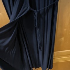 Comfortable Old Navy Black Solid Wrap Dress Short Sleeve Midi Tie Waist Sz L🌵🪸