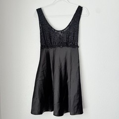 Vintage Inner Most Black Velvet Burnout Satin Slip Dress Lingerie Coquette Large