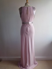 V Very pink silver sequined evening dress full length ballgown prom party UK10