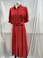 NWT LOFT Classic Button Front Dress Size 14 with Belt & Pockets