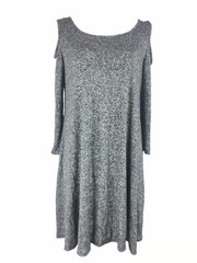 Thyme & Honey Womens Cold Shoulder Dress M Medium Gray Marled Sundress A-Line