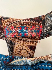 Boho XS Maxi Brown and Blue Paisley Chiffon Dress with Back Cutouts
