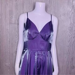 Nwt romwe Solid Metallic purple Cami Dress holographic color shifting dress sm