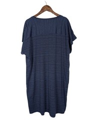 Title Nine Hiolani Dress XL Navy Blue Stripes V Neck Short Sleeve Pockets