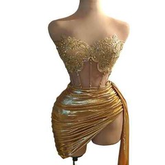 Sparkly Luxury rhinestone Birthday Party Gowns Girls Wedding Short Prom Dress
