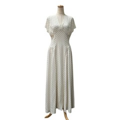 Rotate White Polka Dot Short Sleeve V-Neck Maxi Dress