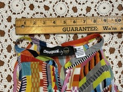 DESIGUAL Vibrant Art Patchwork Print Dress Halter Neck Beach Club Classic