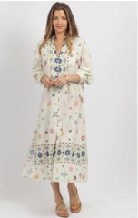 ZARA 2023. ECRU LINEN FLORAL PRINT TUNIC DRESS KAFTAN. 8038/456 SIZE S