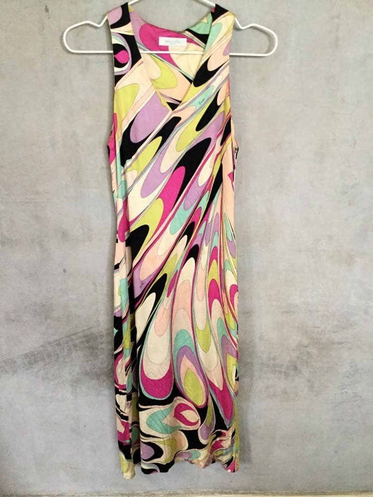 EMILIO PUCCI Womens Dress Multicolor Geometric Pink Purple Black 550