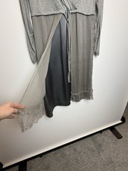 LA FEE MARABOUTEE Size UK 12 Grey Silk Mix Dress Boho Lagenlook V Neck Layered