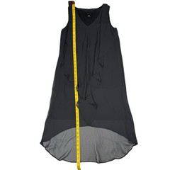 Black Chiffon Hi Low Ruffle Layered Flowy Dress Womens Small