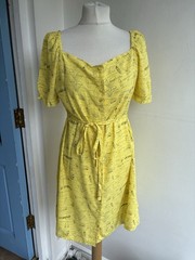 Shrimps X Warehouse Yellow Under The Seat Print Dress Yellow Womens Size 16