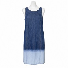 J.Jill Denim Dress Size S Blue White Ombré Chambray Sleeveless 100% Cotton Shift