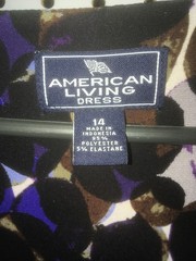 NWT Womens American Living Black, Blue V-Neck Ruched Dress sz 14