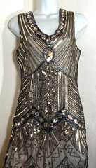 Custom Style Beaded Sequin Flapper Dress Size S Art To Wear Princess Lace Party