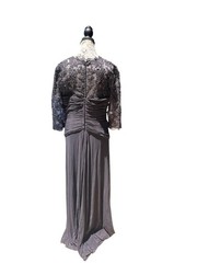 La Femme Jersey Gown with Knot Detail and Lace Sleeves New Size 12 $515 MSRP
