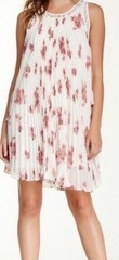 Free People Gardenia Accordion Pleat Chiffon Trapeze Mini Dress Small Side Ties