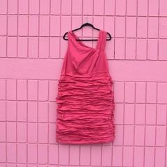 #171 2x (18W) Ruched Asymmetrical Open Shoulder Special Occasion Fuschia Dress