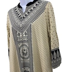 Mixed Print Womens Dress Size L Neutral Floral Birds Global Desi
