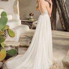 NWT CASABLANCA BRIDAL Piper Gown 2296 Beaded Tulle Chiffon & Satin 14 MSRP $1395