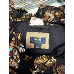 Maeve Anthropologie Gold Sequin Floral Sheer Mini Dress Black 4130370060209