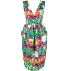 NWT $695 Stella Jean Radish Print Fit & Flare Dress Size IT 40/US XS