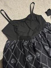 Black gothic Lolita dress with a bow headwear, alternative Lolita dress