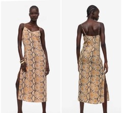 Elegant H&M Elegant Snakeskin Animal Print Slip Cami Maxi Dress Size XS