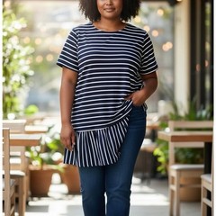 Junarose Classic Stripe Drop Waist Shift Dress – Size 0X (Brand Size Medium)