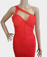BELLA BARNETT SZ M RED CUT OUT BANDAGE BODYCON DRESS STRETCH NWT USA SELLER
