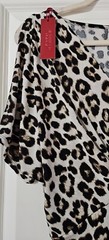Jennifer Lopez Leopard Ruched Knotted Dress Beige Brown Black Animal Print L