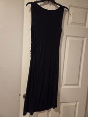 NWT Adrienne Vittadini Black Solid Sleeveless Cowl Neck Ruched Stretch Midi S