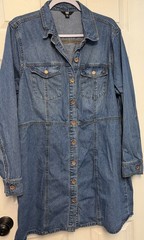 FRYE Womens 100% Cotton Form Fitting Denim Dress Button Front Pockets