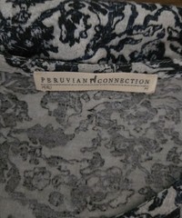 Peruvian Connection Pima Cotton-blend Babydoll Tunic Dress Medium Flowers EUC