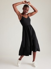 ATHLETA Elation V-Neck Hybrid Dress L Large | Black #601546 NEW