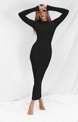 LACOZY Women&rsquo;s Long Sleeve Bodycon Midi Pencil Dress Fitted Formal Party-Black S