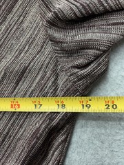 Misook Dress Womens Large Brown Striped Knit Pleated V Neck Long Sleeve Maxi
