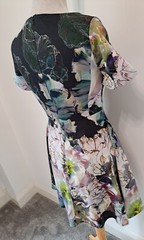 COAST – Purple Floral Patterned Structured Cotton Fit & Flare Dress – Size 10