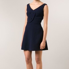 Carven Robe Double Crepe Dark Blue Mini Dress