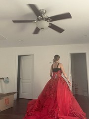 Morilee Red Sequin Beaded Sweetheart Tulle Lace-Up Ballgown Dress 5/6