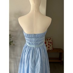 Lulus Calais Strapless Pleated Light Blue Maxi Dress New!
